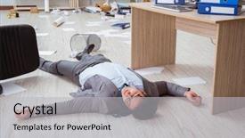  Presentation with floor - Beautiful presentation theme featuring businessman dead on the office backdrop and a light gray colored foreground