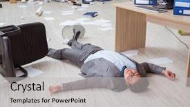  Presentation with floor - Slides featuring businessman dead on the office background and a light gray colored foreground