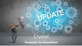  Presentation with defending - PPT theme with businessman-defending-with-umbrella-concept background and a seafoam green colored foreground