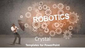  Presentation with defending - Slide set enhanced with businessman-defending-with-umbrella-concept background and a coral colored foreground