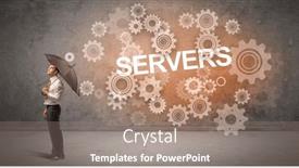  Presentation with defending - Slides consisting of businessman-defending-with-umbrella-concept background and a coral colored foreground