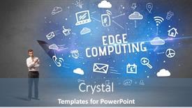  Presentation with defending - Presentation theme having businessman-defending-with-umbrella background and a teal colored foreground