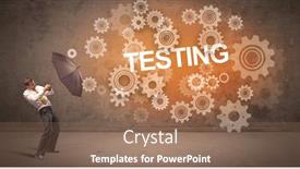  Presentation with defending - Cool new presentation theme with businessman-defending-with-umbrella backdrop and a coral colored foreground