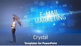  Presentation with online marketing - Cool new presentation theme with businessman-defending-with-umbrella backdrop and a ocean colored foreground