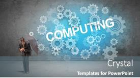  Presentation with defending - Colorful PPT layouts enhanced with businessman-defending-with-umbrella backdrop and a seafoam green colored foreground