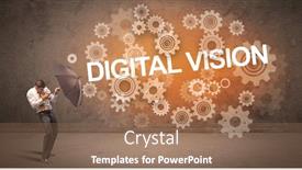  Presentation with defending - Theme enhanced with businessman-defending-with-umbrella background and a coral colored foreground