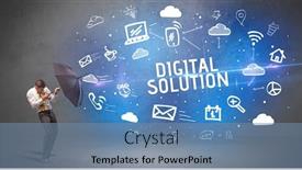  Presentation with defending - Slide deck consisting of businessman-defending-with-umbrella background and a seafoam green colored foreground