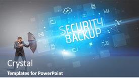  Presentation with cyber attack - Cool new theme with businessman-defending-with-umbrella backdrop and a teal colored foreground