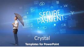  Presentation with cyber attack - Amazing slide deck having businessman-defending-with-umbrella backdrop and a ocean colored foreground