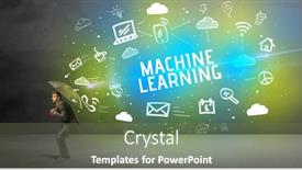  Presentation with machine learning - Colorful slide set enhanced with businessman-defending-with-umbrella backdrop and a gray colored foreground