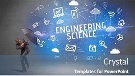  Presentation with defending - Presentation design consisting of businessman-defending-with-umbrella background and a teal colored foreground