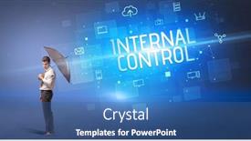  Presentation with cyber attack - Slide set consisting of businessman-defending-with-umbrella background and a ocean colored foreground