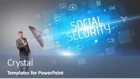  Presentation with cyber attack - Amazing slide set having businessman-defending-with-umbrella backdrop and a teal colored foreground