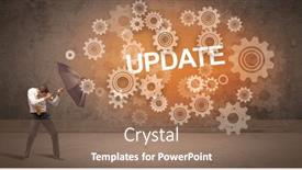  Presentation with defending - PPT theme with businessman-defending-with-umbrella background and a coral colored foreground