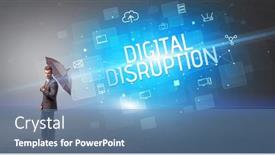  Presentation with disruption - Cool new theme with businessman-defending-with-umbrella backdrop and a teal colored foreground