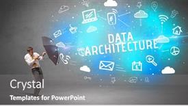  Presentation with defending - Audience pleasing presentation design consisting of businessman-defending-with-umbrella backdrop and a gray colored foreground