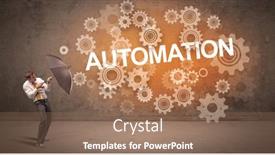  Presentation with automation - Amazing slide set having businessman-defending-with-umbrella backdrop and a coral colored foreground