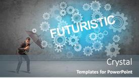  Presentation with defending - Beautiful presentation theme featuring businessman-defending-with-umbrella backdrop and a seafoam green colored foreground