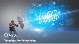  Presentation with backup - Beautiful PPT theme featuring businessman-defending-with-umbrella backdrop and a teal colored foreground