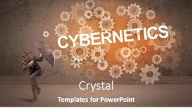  Presentation with defending - PPT theme featuring businessman-defending-with-umbrella background and a coral colored foreground