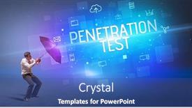  Presentation with defending - Slide set consisting of businessman-defending-with-umbrella background and a ocean colored foreground