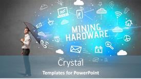  Presentation with technology hardware - PPT layouts with businessman-defending-with-umbrella background and a teal colored foreground