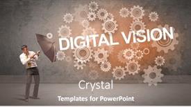  Presentation with defending - Colorful slide set enhanced with businessman-defending-with-umbrella backdrop and a gray colored foreground