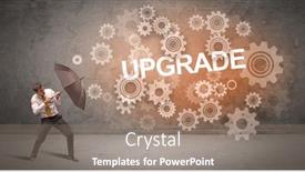  Presentation with defending - PPT layouts consisting of businessman-defending-with-umbrella background and a gray colored foreground