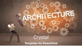  Presentation with defending - Slide set with businessman-defending-with-umbrella background and a coral colored foreground