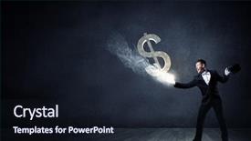  Presentation with magic - Presentation design featuring businessman demonstrating magic mixed media background and a  colored foreground