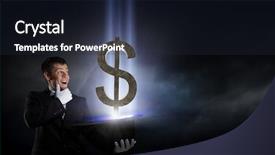  Presentation with magic - Cool new PPT layouts with businessman demonstrating magic mixed media backdrop and a  colored foreground