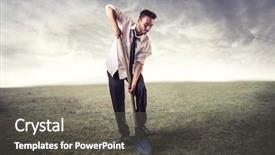  Presentation with baseball field of dreams - Slides featuring businessman digging in a field background and a gray colored foreground