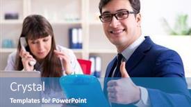  Presentation with health - Beautiful slide deck featuring businessman discussing health issues with doctor backdrop and a teal colored foreground