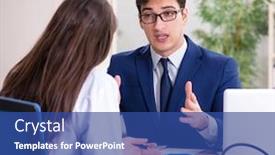  Presentation with health - Cool new slide set with businessman-discussing-health-issues backdrop and a ocean colored foreground