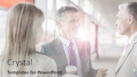  Presentation with railroad - Slide deck with businessman-discussing-with-colleagues background and a light gray colored foreground