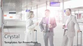  Presentation with railroad - Colorful slide set enhanced with businessman-discussing-with-colleagues backdrop and a light gray colored foreground