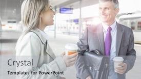  Presentation with railroad - Beautiful PPT theme featuring businessman-discussing-with-colleagues backdrop and a light gray colored foreground