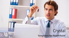  Presentation with office farewell - Amazing slide deck having businessman disgusted with cockroaches backdrop and a light blue colored foreground