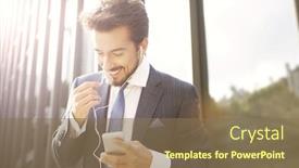  Presentation with phone - Amazing slide set having flair - businessman doing a positive phone backdrop and a coral colored foreground