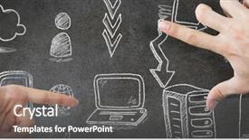  Presentation with network - Beautiful presentation design featuring businessman doing finger frame backdrop and a gray colored foreground