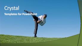  Presentation with karate - Presentation having businessman doing karate moves background and a teal colored foreground