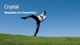  Presentation with karate - Slides featuring businessman doing karate moves background and a teal colored foreground