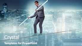  Presentation with risk - Audience pleasing theme consisting of doing tightrope walking in risk backdrop and a teal colored foreground