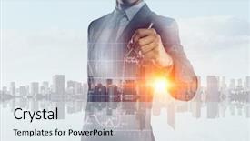  Presentation with diagram - Slides enhanced with businessman draw diagrams mixed media background and a sky blue colored foreground