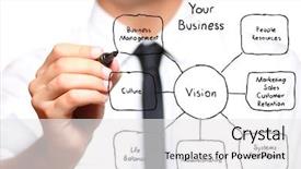  Presentation with business challenge businessman entrance maze - Theme featuring businessman drawing a business diagram background and a white colored foreground