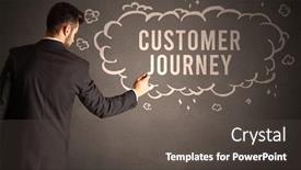  Presentation with customer journey - PPT layouts enhanced with businessman-drawing-a-cloud background and a dark gray colored foreground