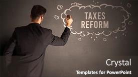  Presentation with reform - Slide deck enhanced with businessman-drawing-a-cloud background and a dark gray colored foreground