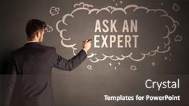  Presentation with cloud - PPT theme enhanced with businessman-drawing-a-cloud background and a dark gray colored foreground