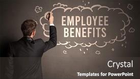  Presentation with employee benefits - Amazing slide deck having businessman-drawing-a-cloud backdrop and a dark gray colored foreground
