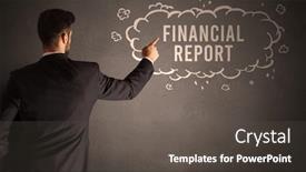  Presentation with financial report - Presentation theme having businessman-drawing-a-cloud background and a dark gray colored foreground